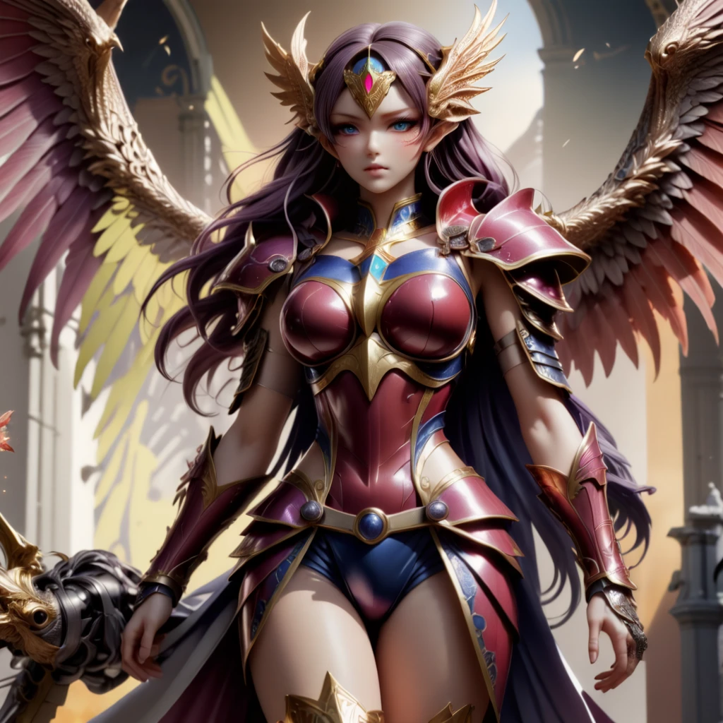 um desenho de uma mulher com uma espada e um vestido, barbarian mulher guerreira, barbarian woman, very beautiful barbarian woman, guerreira, north adult guerreira, retrato de uma barbarian woman, Mulher guerreira, uma mulher berserker muito bonita, north guerreira, mulher guerreira, AMAZONA feminino, Poster. senhor das adagas, retrato de uma barbarian woman, FEMININA, DELICADA, RUIVA, CABELOS VERMELHOS, (nsfw:1.0), (obra de arte, Melhor qualidade, 8K extremamente detalhado, ultra hd, ultra-detalhado, altamente detalhado, altamente realista, ultra-realistic, foto realista), (1 garota:1.5), (pele realista detalhada), (Seios grandes realistas), (batom sexy), Abs delgado, Cavaleiro feminino em roupas sexy, usando armadura sexy, wearing pantyhose floral motif, the armor on the chest are also open showing a lot of decote, the chest is large and solid, coxas grandes, Mostrando o corpo inteiro, cintura fina, Hair tied back, serious facial expression aiming at the enemy, elegante, erotic, wearing a flowing black scarf, tamanho do busto do copo h, muito grande , decote, korean city background at night, Cabelo rabo de cavalo, monochromatic lighting, Dark and bright lighting, lighting under the lights, wearing pantyhose, ([long hair hair]:1.8), (full body:1.8), (full-body standing image:1.8), (upper body up:0.3), (hyper realistic:1.4), (realistic:1.3), (best quality real texture skin), (The Celestial Warrior Angel of the Lord: 1.6), (They are holding each other:1.2),(Detailed iridescent bodysuit with beautiful fractal or marble design:1.5), (Beautiful and d delicate ruby, topaz, emerald and sapphire jewelry:1.6)