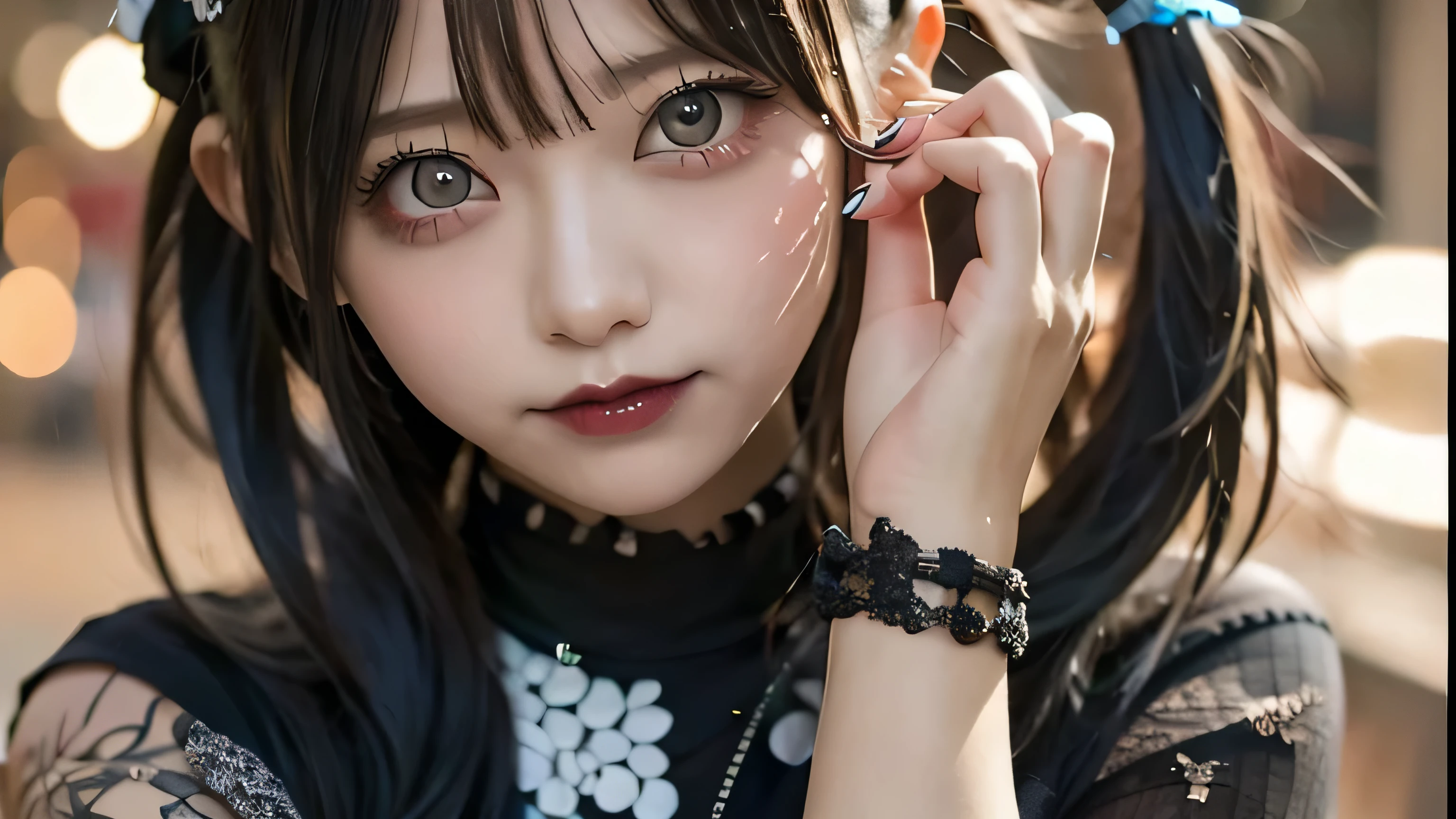 NSFW,masterpiece,total body,full body ,((ahegao)),10 years old,Japanese girl,black sports bra,
Black panties,black socks,
Purple lips,blue eyeshadow,empty eyes,cross eyes