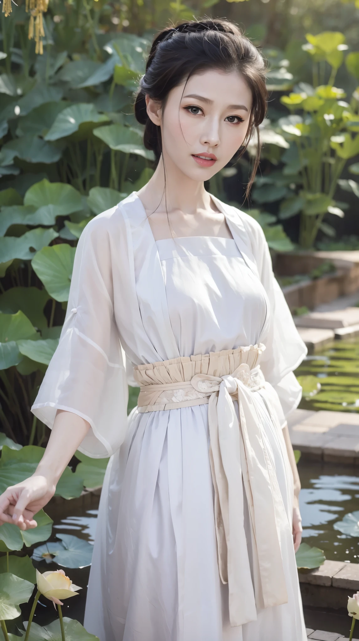 femele,12 years old,japanes,Brown hair,(((White silk cheongsam))),Beautiful short hair,,Hair fastening to bangs,,((()),Natural smile,((())),Braids.(((Clothes are wet and see-through))),sand beach,((())),