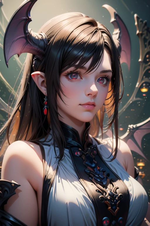 best quality, masterpiece, (realistic:1.2), hdr,  detailed, 1girl,perfect body,cute evil face, wings, colored skin, pointy ears, blue skin, red eyes, underboob, demon girl, horns, breasts, genderswap (mtf), genderswap, red wings, high quality, masterpiece,soft light, Subsurface scattering