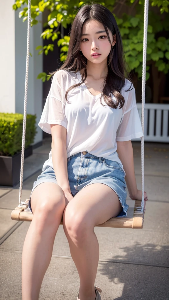 Kawaii Girl,japanes,10yaers old,Full Body Display、masterpiece、8K、Wearing shorts and knee-high socks、low angles,With the best image quality、beautiful a girl, cute little,, hight resolution, ultra-detailliert, finely detail, ighly detailed, extremely detailed eye and face, Sharp pupils,Teenage girl standing at campsite。In ultra-high resolution,Cute smile, Cinematic lighting,tranquil atmosphere、Beautiful fine details,extremely detailed eye and face、Ultra-wide-angle shooting、kneeking,elementary student,white panties