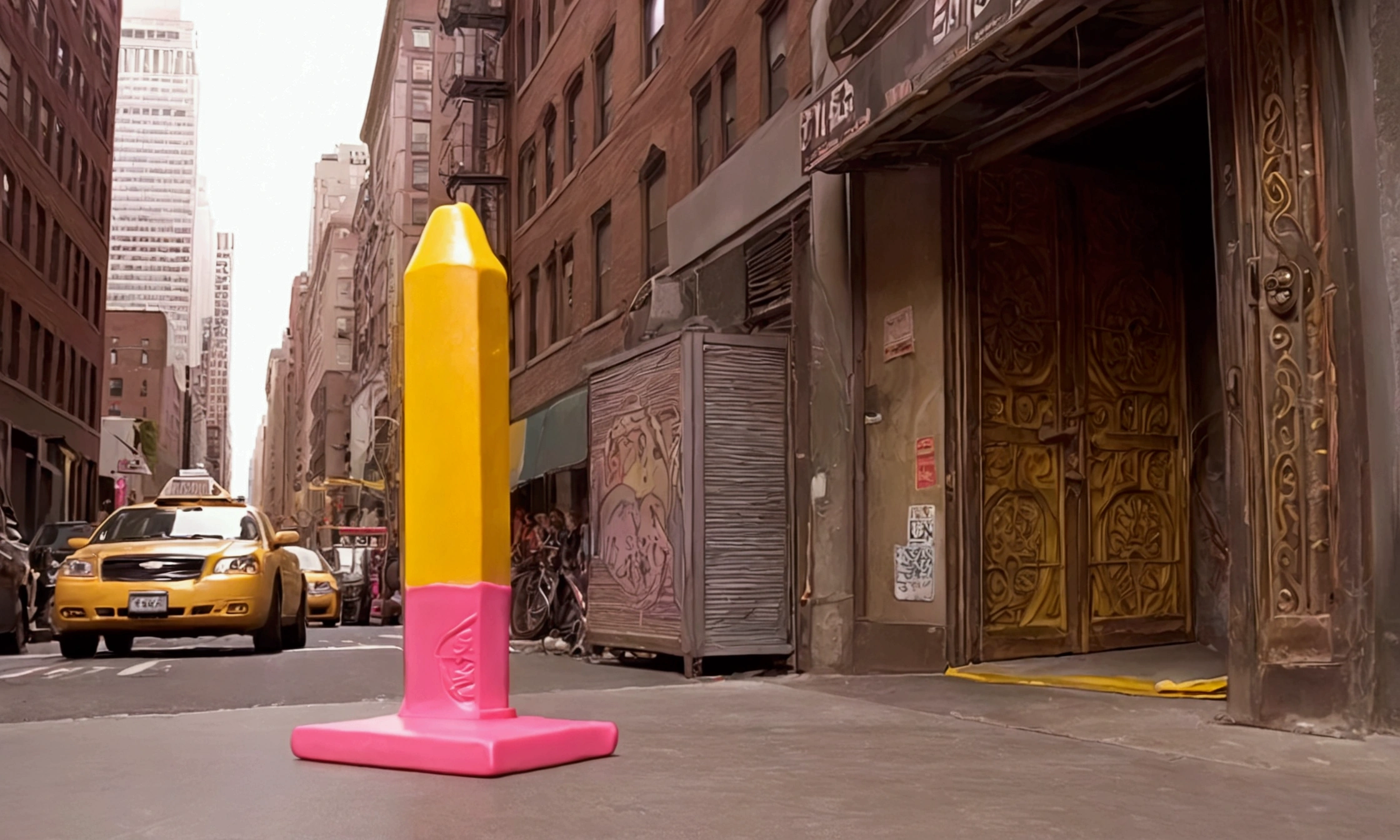 (masterpiece), best quality, (((nude naked young teen girl who who has brown bob hair and holds a paintbrush and shouts and has some colorful painted smeared on her naked body))) classroom setting, five distinct old men in black suits in the background, five old men in black suits in the background, five old men in black suits in the background,
