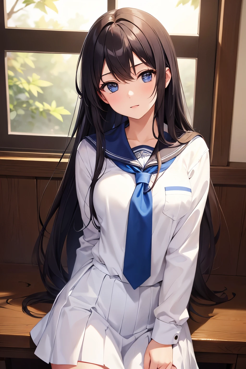 One girl, solo, High resolution, Long Hair,High school girl