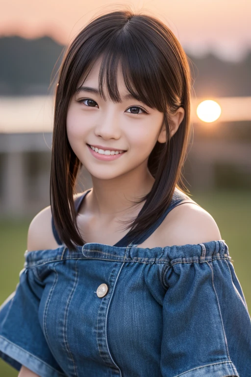Produce the highest quality and highest resolution 8K images。The model is a 20-year-old Japanese woman.。The image depicts her posing and smiling for the camera.。She has brown eyes and a model figure.、She has an idol-level cute face.。Her hair is bob。Skin has a healthy color。Clothes、I'm wearing early summer clothes。The background depicts a scene of people taking commemorative photos at a tourist spot.。