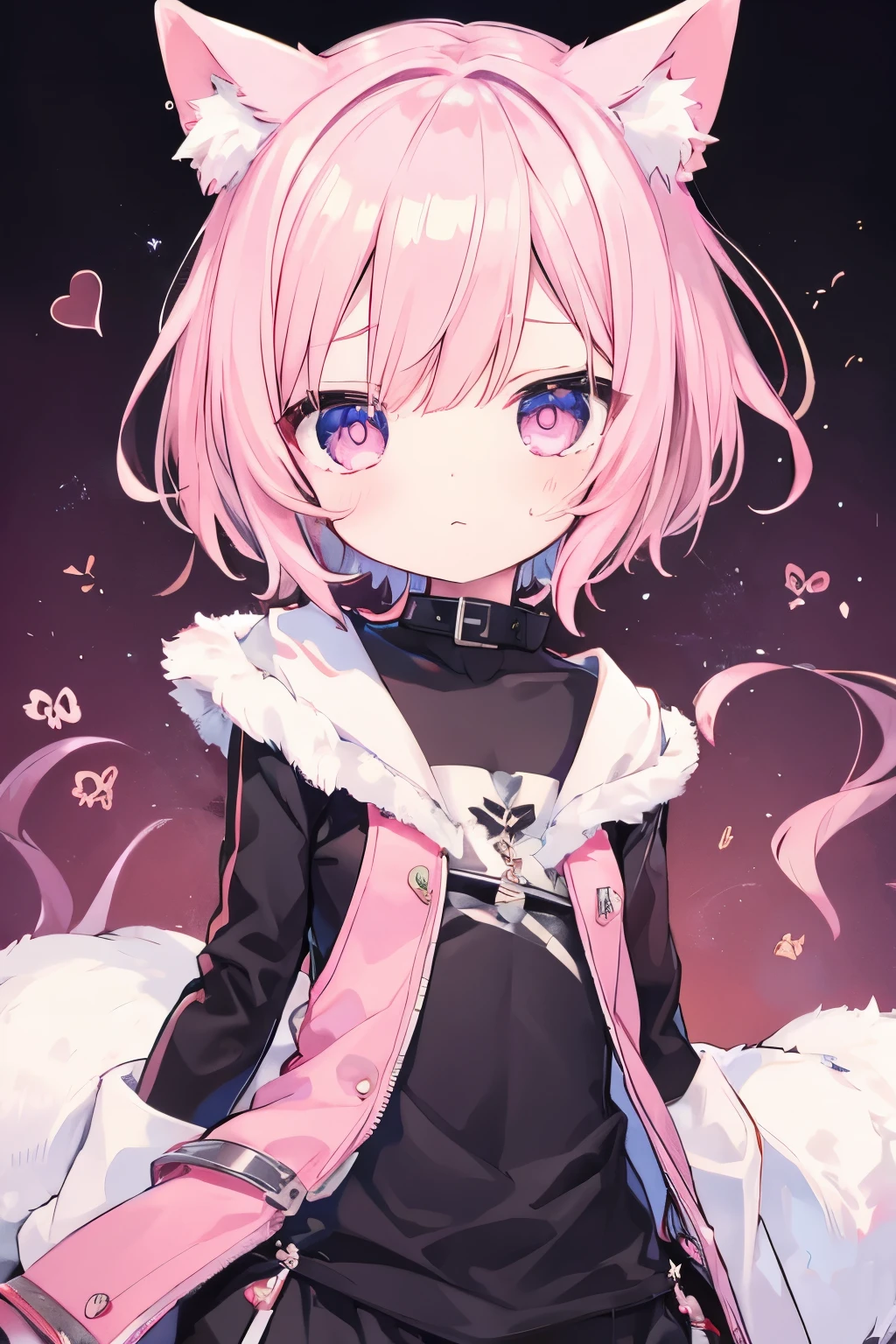 Browsing Caution,Shining Eyes、Stink Eye、Small breasts、Big Mouth、Small breasts、Cat ear、Transparent pink short hair、girl、condom, used condoms, tattoo, article, body article