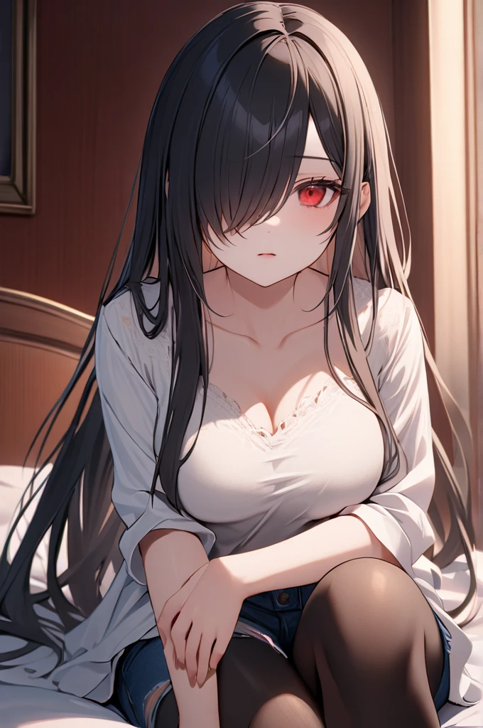 (masterpiece), best quality, expressive eyes, perfect face,Anime girl, girl,houraisan_kaguya,(half closed eyes),(turime),((seductive smile)),enjoy,(open small mouth),((gothic lolita)),((le black dress)),Lace,red ribbon,hair ribbon,NSFW,((cleavage)),((off shoulder)),((strapless))one girl,((black hair)),Extra Long Hair,wave hair,((red eyes)),((shining eyes)),masterpiece,best quality,large breasts,Anime,((cinematic lighting)),((hime_cut)),at midnight,perfect finger,,((vaginal sex)),missionary position,vaginal penis,((1 man and 1girl are having sex)),lie on one’s back,sleeping,overhead shot,((fat man))