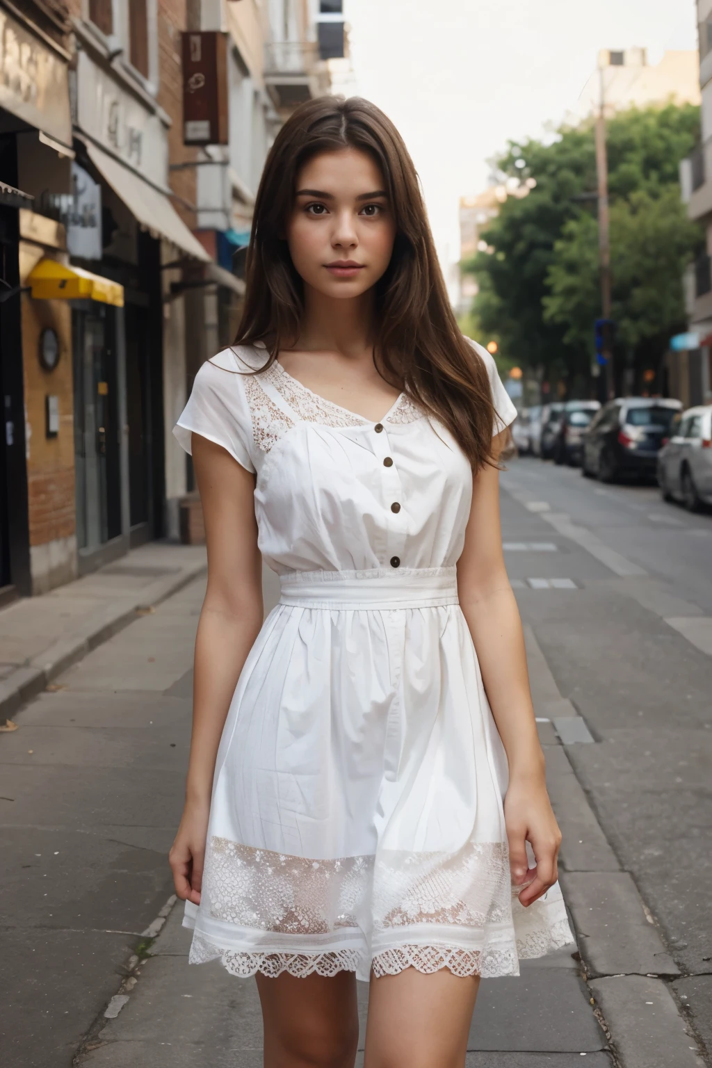 same girl in prague on bridge with white dress