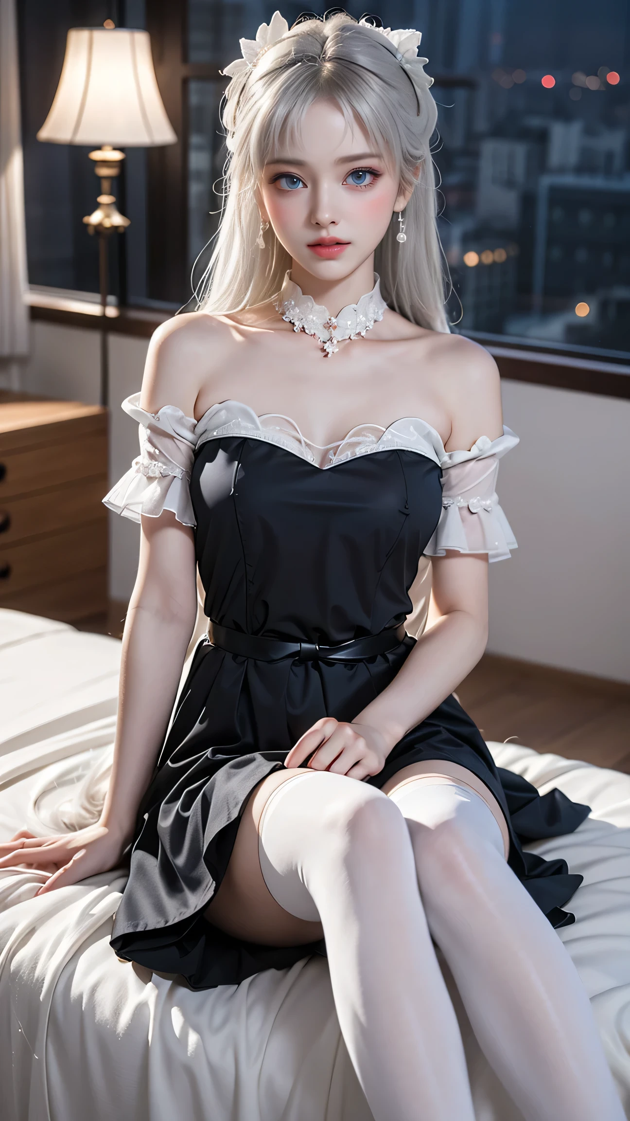 1 girl, Princess peach, Boosette, white hair, extremely long hair, purple eyes, soft, soft light, delicate, frills, vagina, dripping wet cum, (exposed breasts, nipples), frilly choker, frilly white dress, messy hair, laying down, parted lips, sexy pose, open mouth, bows in hair, presenting, white thighhighs, (blushing), feet together, crown, ballroom gown, hands together, leaning backwards, high heels, sad and scared, kneeling, spread legs 