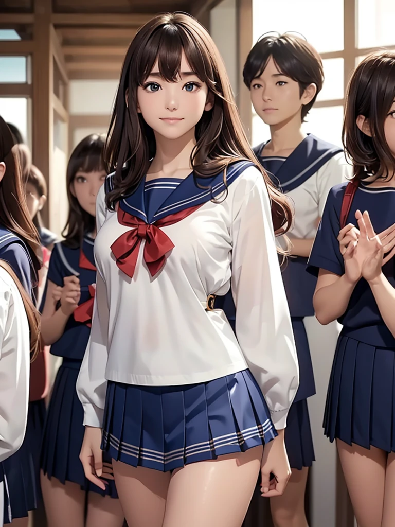 masutepiece, Best Quality, 10 girls in the classroom,(10 people standing:1.2),Standing,Teenage, Looking at Viewer,l Group shot, harems,nffsw,Retro underwear,(pantiy),Realistic,School uniform,(Dark blue blazer and white shirt) ,(Dark blue pleated skirt),Blue Ribbon ,(Looking back, ass grab:0.9),(Beautiful eyes:1.3),frombelow,From below,Kinney,(skinny:1.2) ,Slender thighs, Long body, novel illustration,(Smelly eyes:0.5),closed curtains,(shirts lift,lifted by self:1.5) ,Dark Persona.Skirt lift side,(Panties:1.3),leg up,
