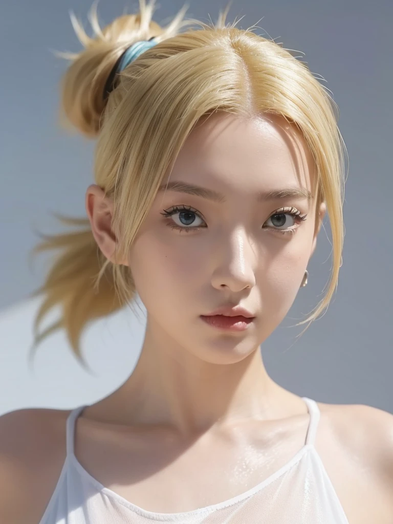 Temari standing yellow hair Ponytail 4 Very beautiful And the body is nice tiktok video, talking , very cute features, cute features, 8 k ultra realistic, live footage, iphone video, live, real footage, trending on artstatoon,