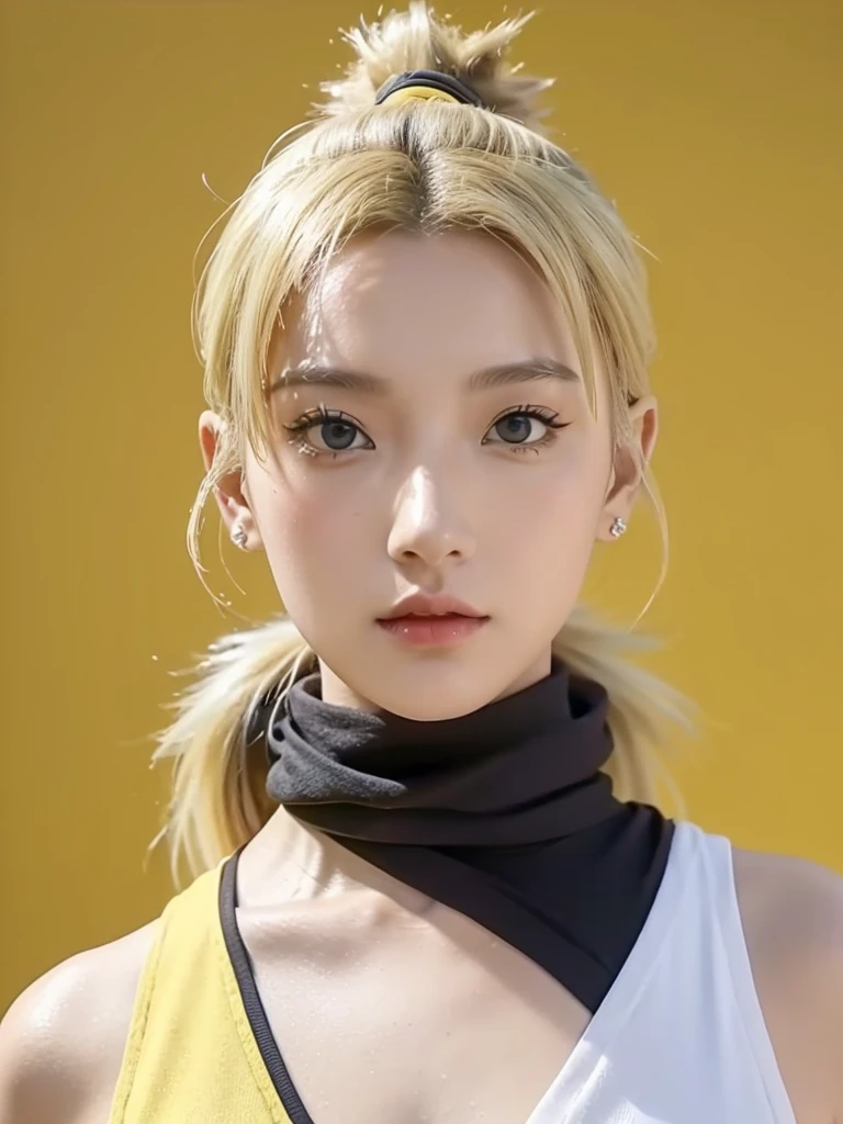 Temari standing yellow hair four ponytail,Very beautiful And the body is nice tiktok video, talking , very cute features, cute features, 8 k ultra realistic, live footage, iphone video, live, real footage, trending on artstatoon,