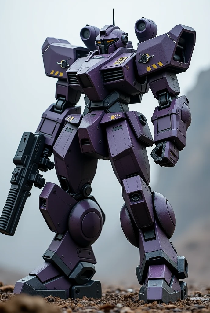 (side))，((Mecha))，Purple、gray shell，，(The dark gray and purple mech exudes darkness in its design. 