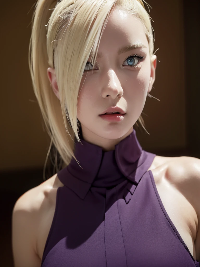 girl with blonde hair and blue eyes in purple dress, tsunade from naruto, inspired by INO, haruno sakura, from naruto, sakura haruno, cel - shaded art style, sakura haruno in slug sage mode, hinata hyuga, [[[[grinning evily]]]], cell shaded adult animation, shikamimi