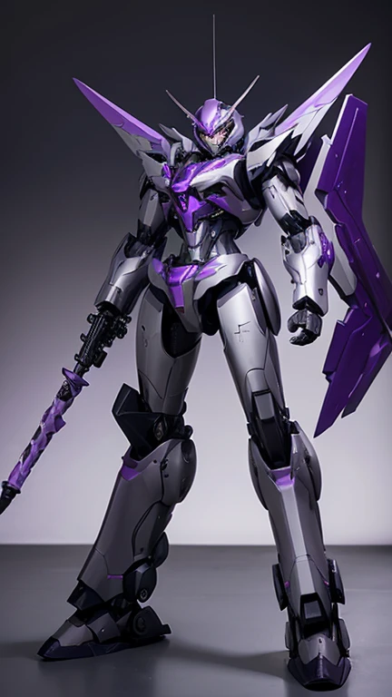 (side))，((Mecha))，Purple、gray shell，，(The dark gray and purple mech exudes darkness in its design. 