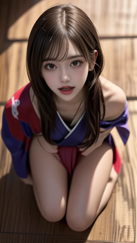 (((Best Quality))), ((masterpiece)), (detailed), ((2 people)), (((((((High school girl wearing a kimono))))))), (((((Wet face and skin))))), (((Pure white skin))), ((((Angle of view that includes face and whole body)))), (((Well-formed face))), ((Big Eyes)), ((((((((Droopy eyes)))))))), ((Closer Eyes)), ((Glowing skin)), (((((Correct Anatomy))))), ((Spread your legs)), (((((Delicate and thin thighs))))), ((((Stylish bangs)))), ((Stylish hairstyle)), (((Slender and slim lower body))), ((((((Open Mouth)))))), ((((((Top view)))))), (((((Lean forward and kneel on the floor))))), ((((Cheek)))), (((((Showing tongue))))), (((Tired look))), ((Close-up)), ((Digital SLR)), (((((RAW Photos))))), Curvy, Shoulders, clavicles and chest, (Stretch your arms), ((縦にOpen Mouth)), 