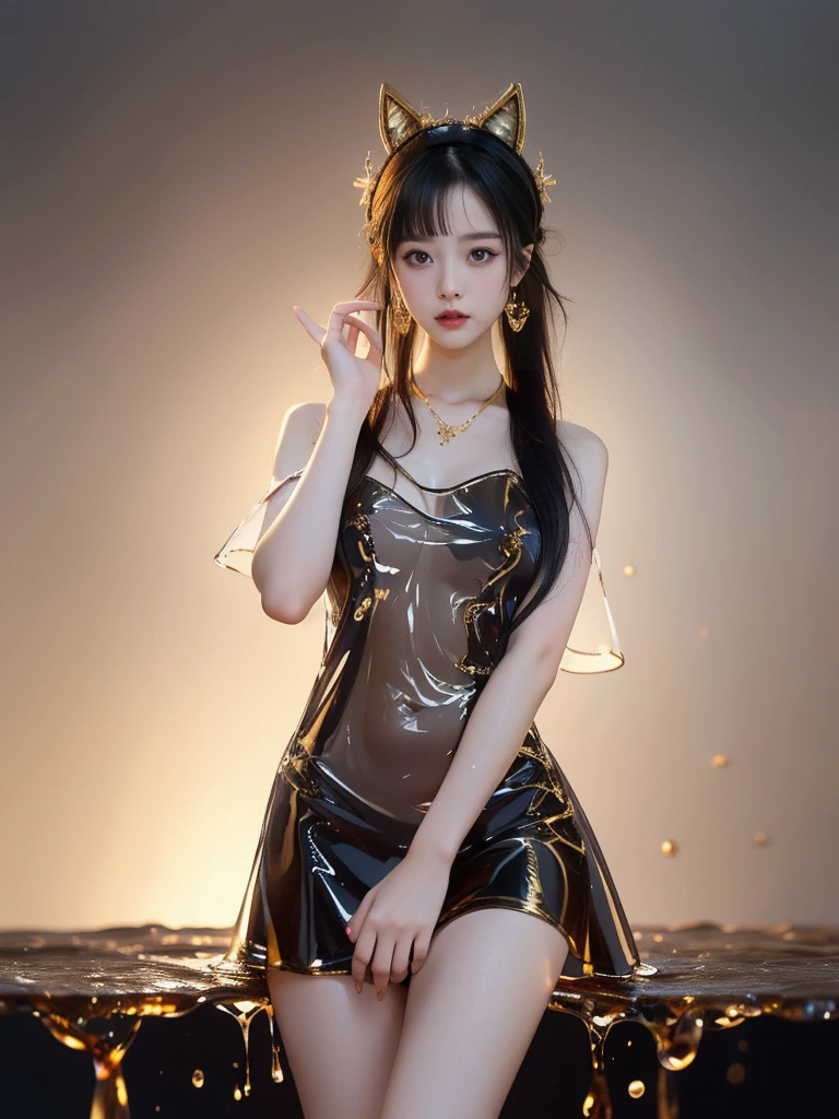 ((A woman)), 美丽脸庞的Sexy中国华裔女明星,  Transparent dress made of melted slime, Melted slime adheres perfectly to the skin, Wearing a melted slime skirt, Melted mucus sticking to the skin, (((浅色theme, 暴露theme, Sexytheme)))
((Transparent adhesive clothes: 1.5), (Revealing clothes: 1.5),  (Wet clothes:1.5), (Color of clothes: Pink), (theme: vitality), ((Wearing transparent clothing)))
 (((night, Private pool, Surrounded by fog, Dense bamboo forest, Standing in the water, Snow Scene)))
((desktop:1.0), (最high quality:1.0), (high resolution:1.2), (Reality:1.0),( Ultra HD:1.3))
((8K Ultra HD, 8K, 超high resolution, high resolution, 最high quality, high quality, Best image quality, Super Fine,  Ultra-clear, Clear focus, Clear outline, masterpiece, Masterpieces, complete pattern, Detailed photos, Original photo, Delicate facial features, Well-defined, Highly rated works, Close-up depth of field photography, Above the knee, Symmetrical character)), 
((Creating the image of a real girl), Realistic shadows, Soft natural light, Soft lighting, Dynamic Angle, Dynamic poses, Elegant Posture, Cowboy lens, Full body front view, Be confident, Facing the camera, Eyes looking towards camera lens, Standing posture, Open your legs slightly, Legs open, Golden Ratio Graphics, Minimalism, Center the character), 
((Smile, Sexy的, Balanced Eyes, Realistic eyes, Beautiful details of the eyes,Pretty Face, (Realistic face), Normal facial features, Realistic skin, Pay attention to skin details, Skin is clean and radiant, Full body glossy skin, Fair skin, Anatomically correct body, Golden ratio figure, Sexy的身材, Detailed and realistic human body)), 
(Perfect makeup, Gloves, earrings, bracelet, necklace, Jewelry, Hair accessories, shawl, sock, Knee socks, 吊garter, Leg ring, garter, 腿部garter), 
((beautiful hair), Dark black hair, Wavy curly hairstyle, Waist-length hair, Messy Hairstyle, Gradient hairstyles, Cyberpunk Hairstyle, High double ponytail hairstyle, Bangs), 
((Sexy的, Beautiful upturned breasts, Perfect breast shape, Teardrop chest shape, Snow-white breasts, Very detailed breasts, 34C cup, Realistic breasts, Realistic areola, Realistic nipples)), 
(Super high waist, Deep V, Low-cut, Sexy, Flattering, Open crotch, (Clear camel toe, (High fork strangulation))),