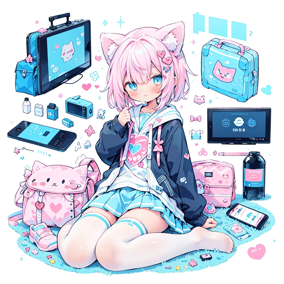 (white background), (videogame console), cute, kawaii,
(masterpiece:1.2), (best quality, highest quality), 
 