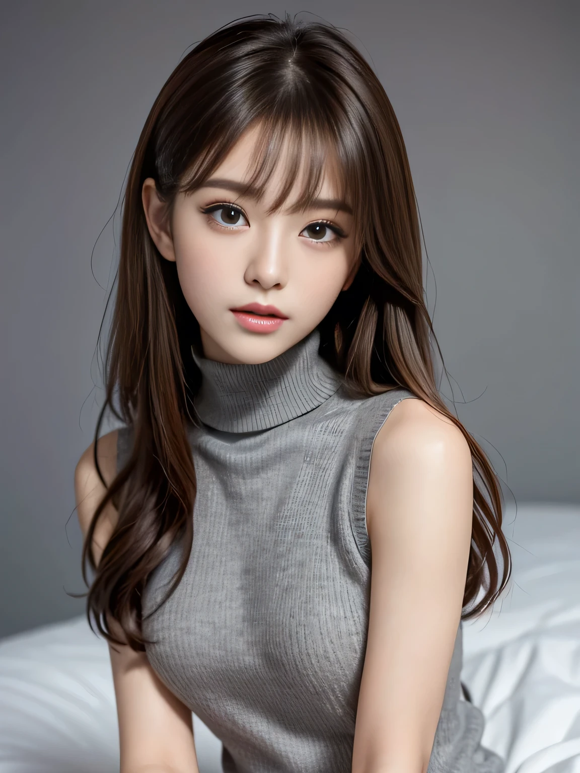arafed asian woman with long brown hair and a sweater, beautiful japanese girls face, girl cute-fine-face, beautiful girl model, photorealistic anime girl render, photorealistic anime, realistic young anime girl, smooth anime cg art, beautiful model girl, 3 d anime realistic, realistic young gravure idol, realistic anime 3 d style