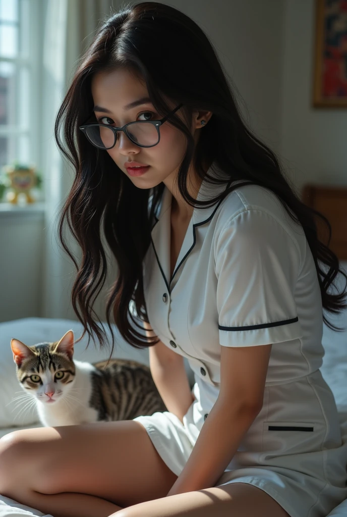 20 Year Old Busty Nurse, A nurse, Black Hair, A ite girl, Wearing glasses, Sex with boys.,cat,damn it