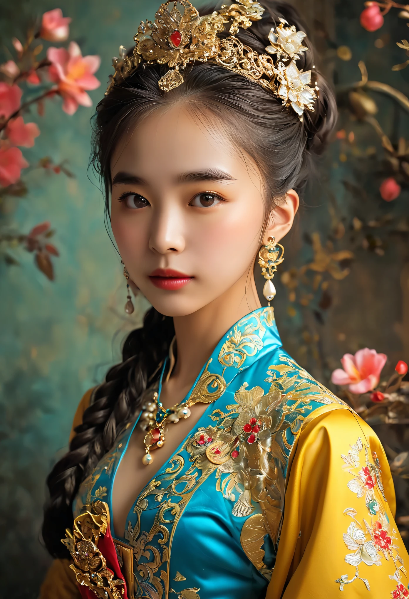 A woman in a blue dress with a long green scarf, Beautiful Woman Photos, Beautiful fantasy empress, Jan J, style of Art Gelm, Art Gelm and ruan jia, extremely detailed Art Gelm, trending Art Gelm, Art Gelm.  ruan jia and Art Gelm, Inspired by Fuhua, Art Gelm detailed