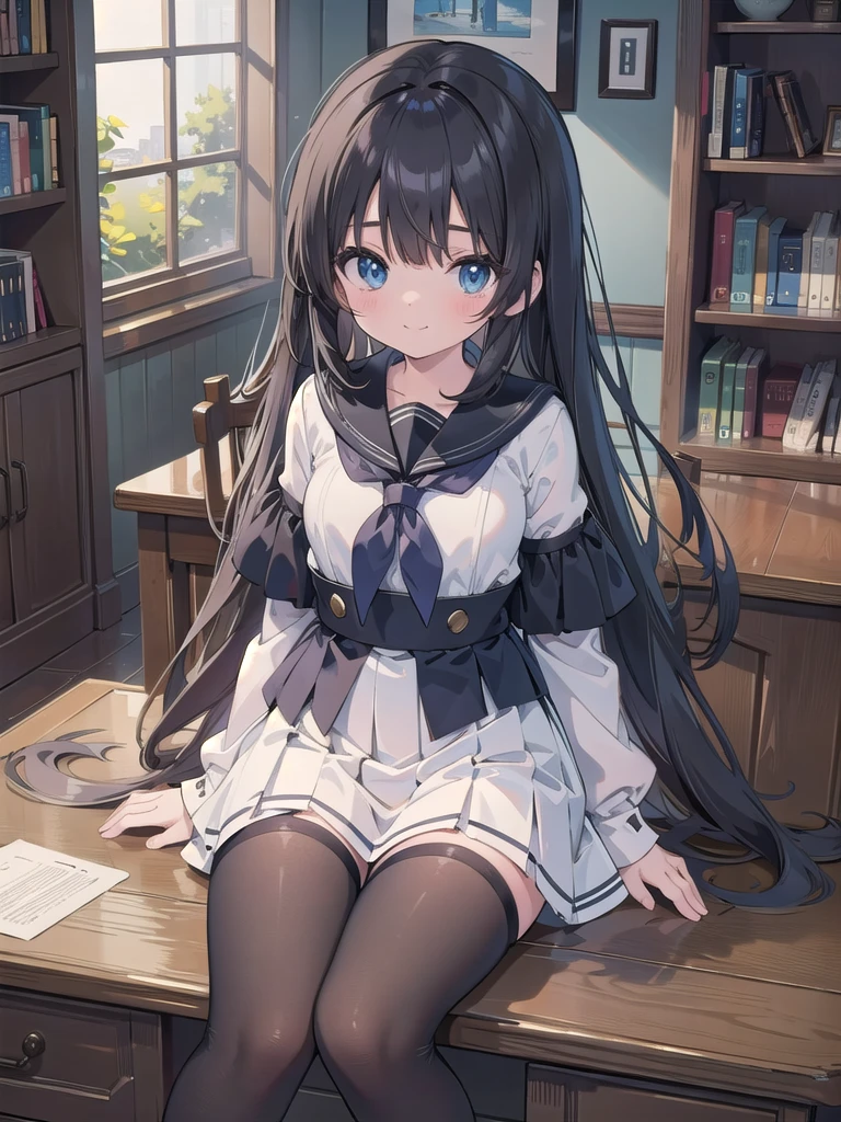 highest quality,wonderful,finely,extremely detailed CG Unity 8K wallpaper, (girls, cute eyes, clothed), (sparkling eyes:1.2), (skinny body), (huge breasts), (open mouth), (lying on back), (black stockings:1.1),(Thighs:1.2),(from above:1.2)