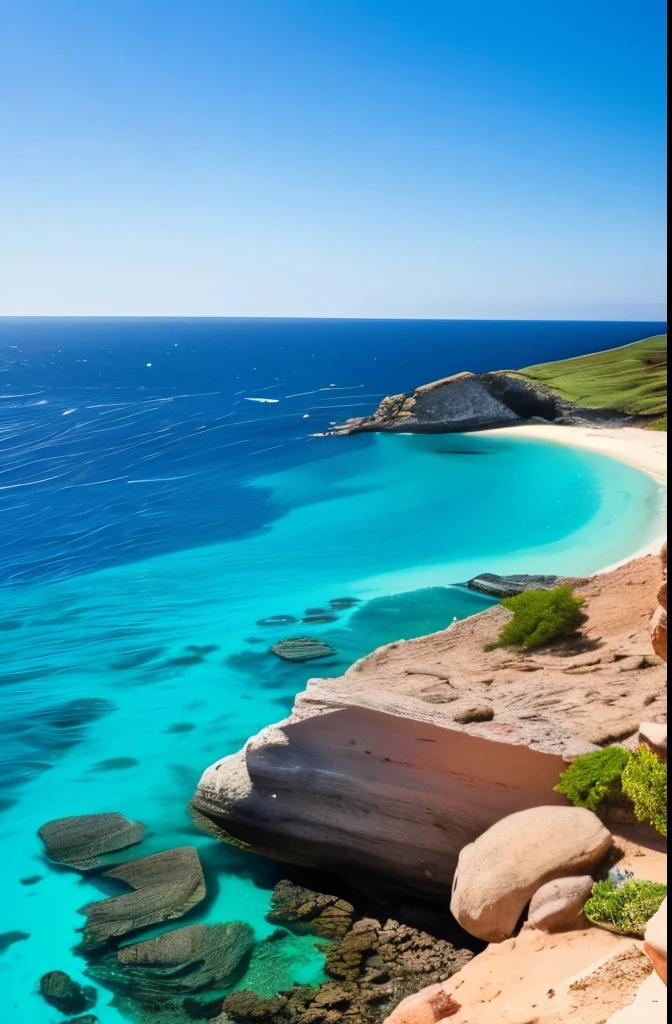 arafed view of a rocky cliff and clear blue water, a picture by Alexis Grimou, unsplash, les nabis, turquoise water, island with cave, view from the sea, puddles of turquoise water, blue waters, turquoise ocean, red sea, incredibly beautiful, azure blue water, clear blue water, white stone arches, cyprus