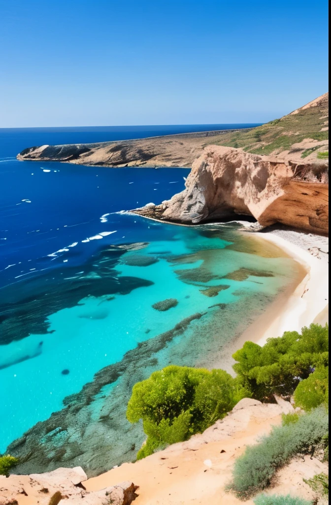 arafed view of a rocky cliff and clear blue water, a picture by Alexis Grimou, unsplash, les nabis, turquoise water, island with cave, view from the sea, puddles of turquoise water, blue waters, turquoise ocean, red sea, incredibly beautiful, azure blue water, clear blue water, white stone arches, cyprus