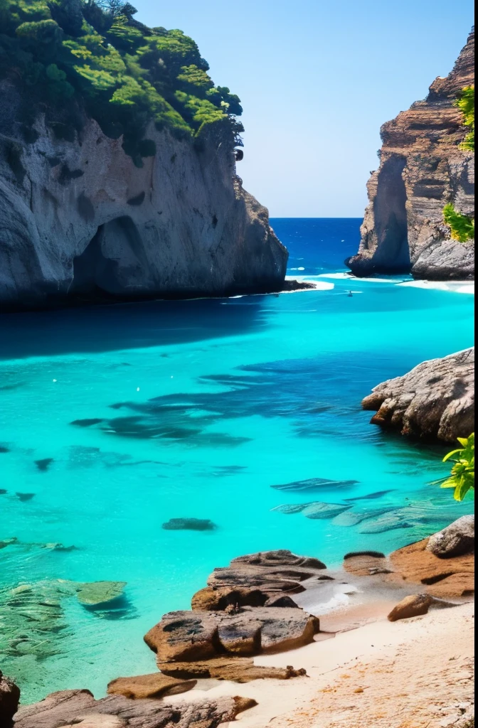 arafed view of a rocky cliff and clear blue water, a picture by Alexis Grimou, unsplash, les nabis, turquoise water, island with cave, view from the sea, puddles of turquoise water, blue waters, turquoise ocean, red sea, incredibly beautiful, azure blue water, clear blue water, white stone arches, cyprus