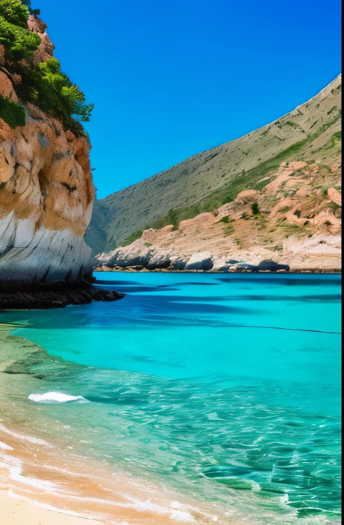 arafed view of a rocky cliff and clear blue water, a picture by Alexis Grimou, unsplash, les nabis, turquoise water, island with cave, view from the sea, puddles of turquoise water, blue waters, turquoise ocean, red sea, incredibly beautiful, azure blue water, clear blue water, white stone arches, cyprus