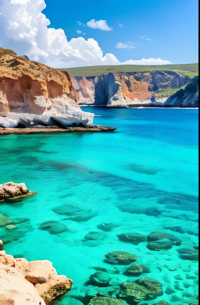 arafed view of a rocky cliff and clear blue water, a picture by Alexis Grimou, unsplash, les nabis, turquoise water, island with cave, view from the sea, puddles of turquoise water, blue waters, turquoise ocean, red sea, incredibly beautiful, azure blue water, clear blue water, white stone arches, cyprus