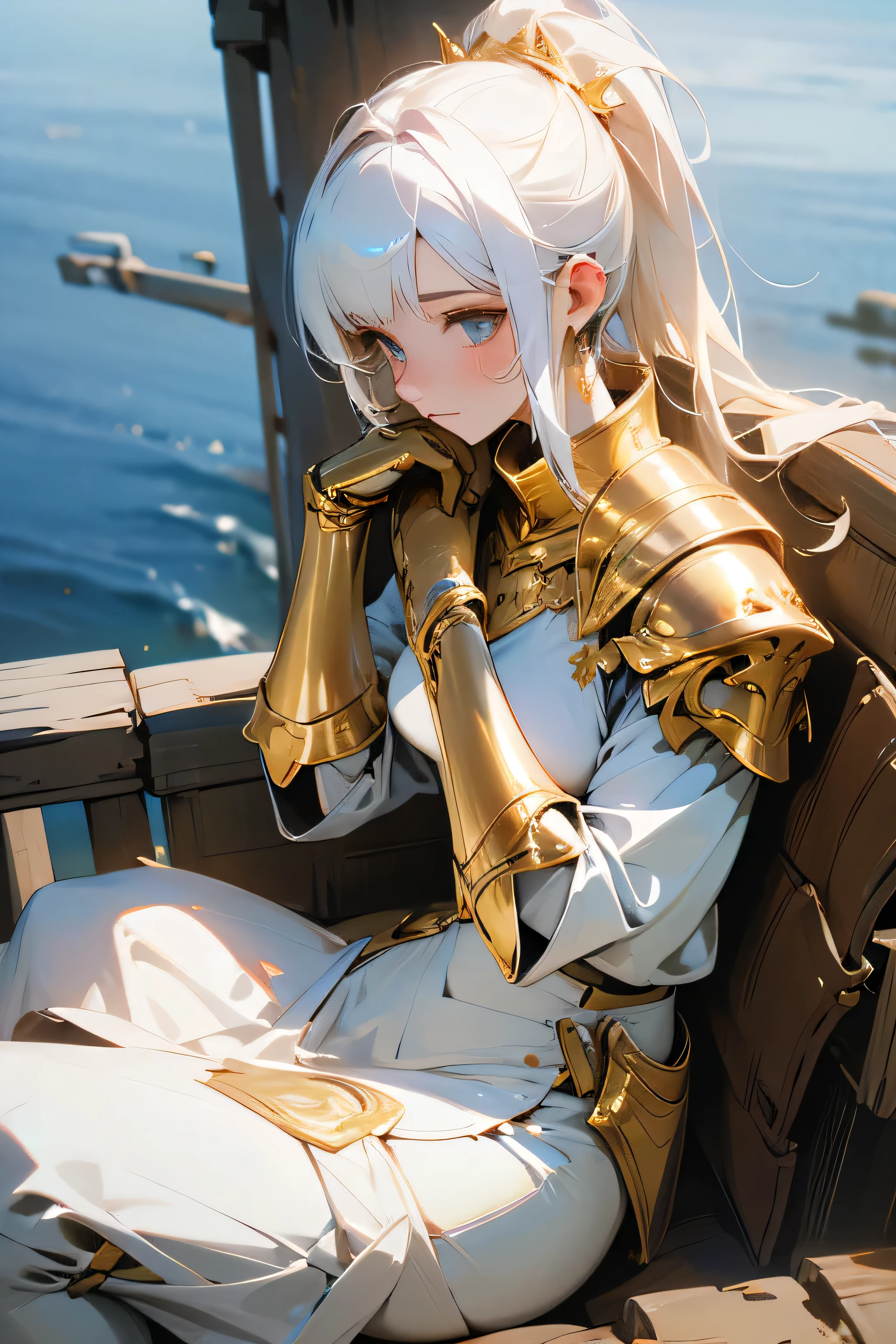 (masterpiece:1.2), (highest quality:1.2), perfect eyes, perfect face, perfect lighting, middle ages, room, 1 boy,blonde aqua eye, ((((((hair over one eye,)))))), Braidスタイル, spike hair, dull bangs, black_bob hair, Braid, Ahoge, robe ((((Transparent white bikini armor)))), Thighhighs, skirt, cute eyes, Medium chest, bright, ((From above)), open your mouth, vivid description,orgasm, I was scared, (abs:0.6) Ahegao, smile+Happy, tooth, anger, sitting,From the side, creining,apart_legs