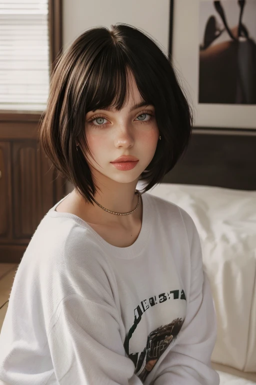 (photorealism:1.2), beautiful woman, bob cut, teen, black hair