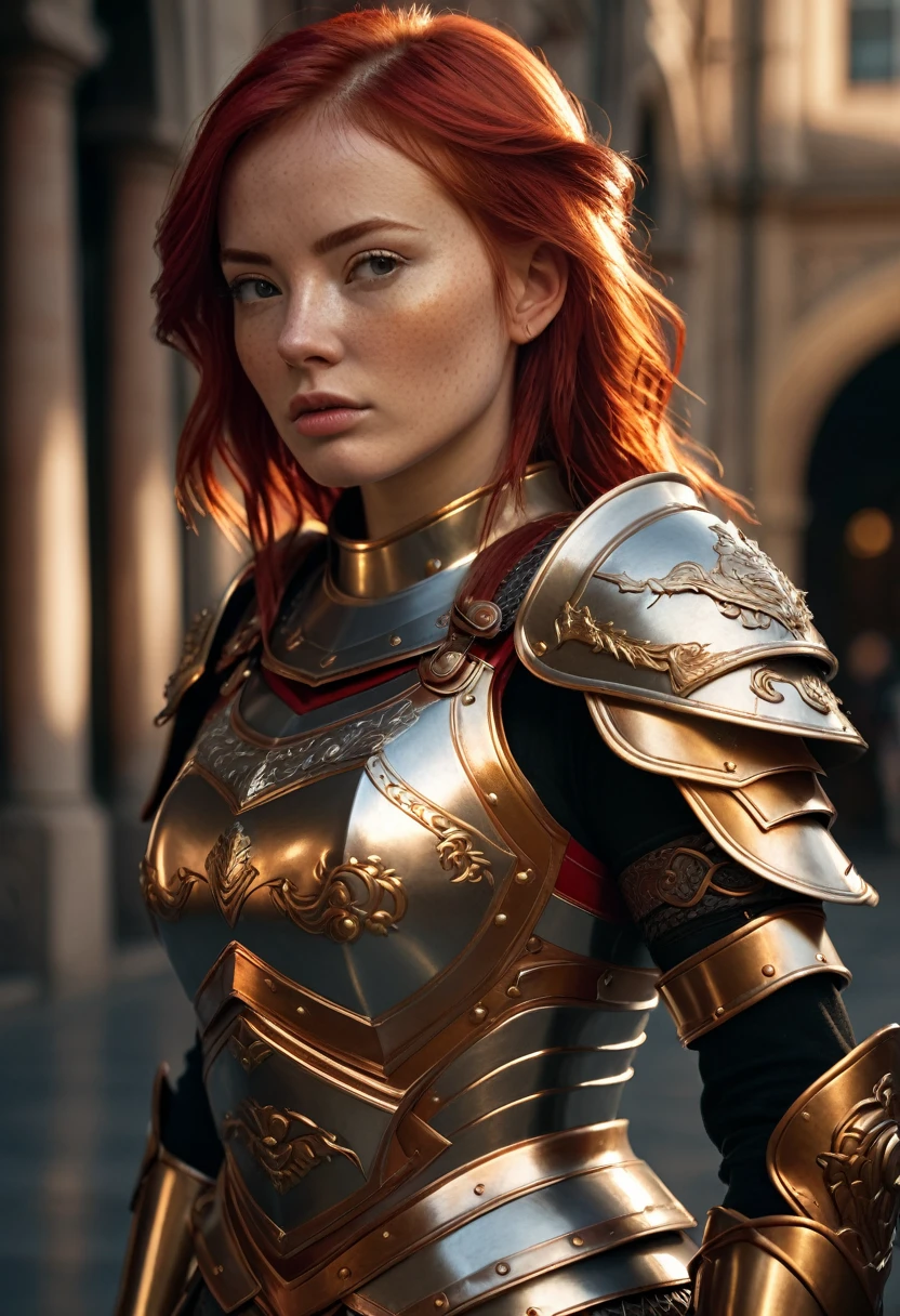 Man ,Strong man wearing black leggings, spiky mohawk hair, red-haired man, strong thin face, blue eyes, a close up of a woman in armor with a sword, stunning armor, wearing fantasy armor, very stylish fantasy armor, gold heavy armor. dramatic, beautiful armor, fantasy armor, black and gold armor, green gothic armor, wearing ornate armor, intricate armor costumes, female armor, ornate gothic armor, ornate , wearing louis vuitton armor, girl in knight armor helmet and yellow eyes and cybernetic armor with bright green lights illuminating the environment and golden shoulder armor and cybernetic gloves on his hands and yellow smoke coming out of the body and highly detailed RTX on Ray tracing 4k ultra HD atmospheric lighting