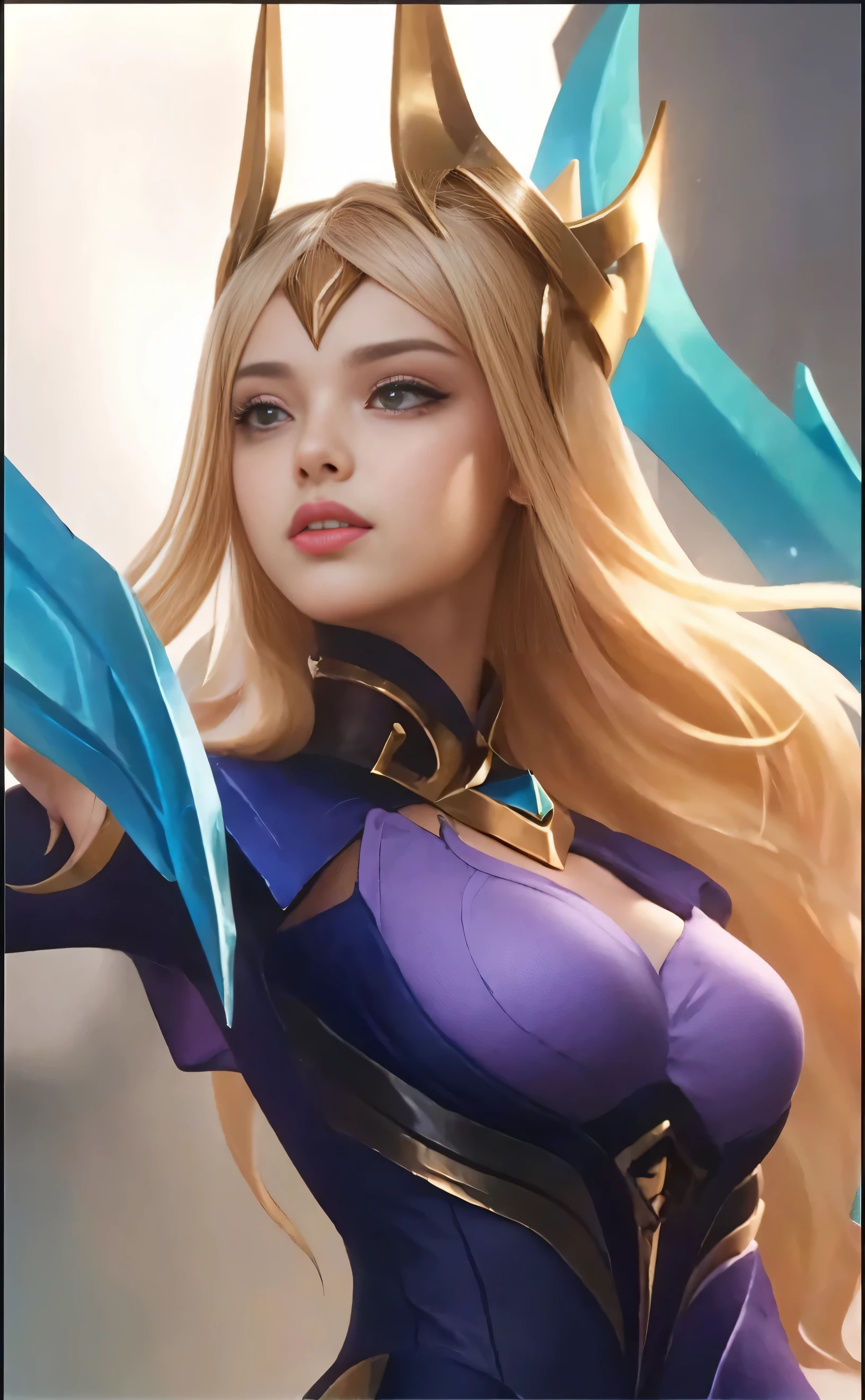 a woman with long blonde hair and a crown on her head, very detailed Artgerm, artgerm detailed, Style ArtGerm, portrait of ahri, ig model | ArtGerm, artgerm style, Concept art | ArtGerm, artgerm art, artgerm portrait, ArtGerm. high detailing