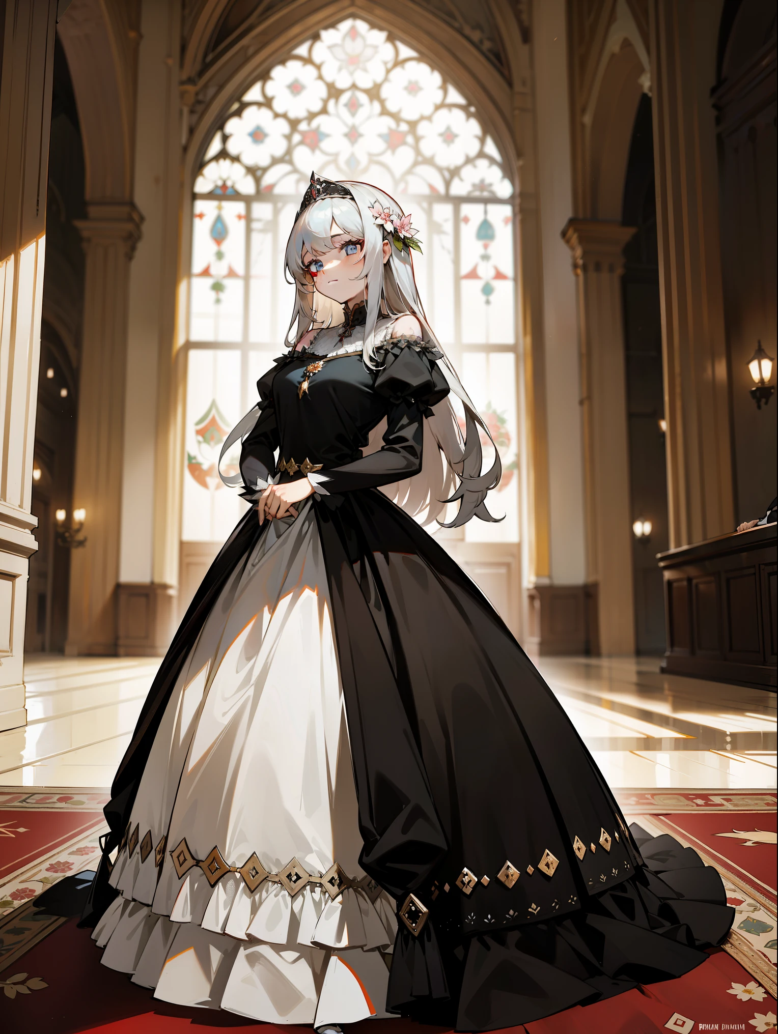 Skin details are perfect,Exquisite facial features,long white hair,mesmerizing eyes