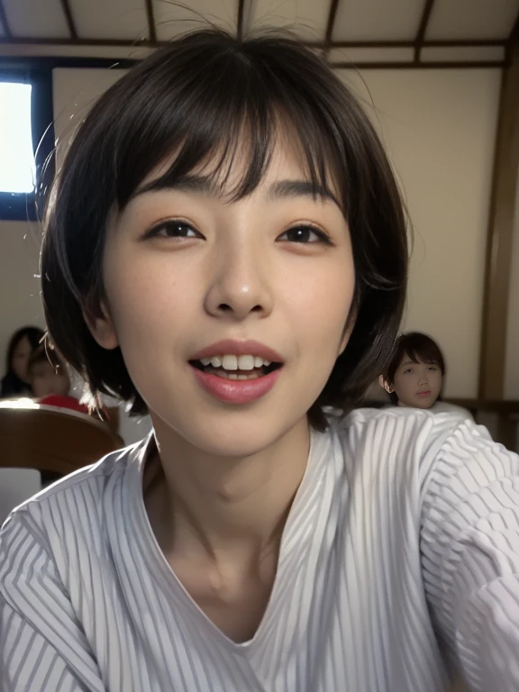 (masterpiece:1.2), (best quality:1.2), (extremely detailed:1.2), (extremely detailed face), (ultra detailed), 1girl, delicate eyes and face, (close up:0), (deepthroat:1.1), (nurse Uniform:1.1), (white cum, semen facial:1.2), (penis in mouth:1.2), black hair, ((nude)), sweaty skin, slim and body, medium , high ponytail hair, (joy:1.3), in hospital,bed, (crowd :1.3),