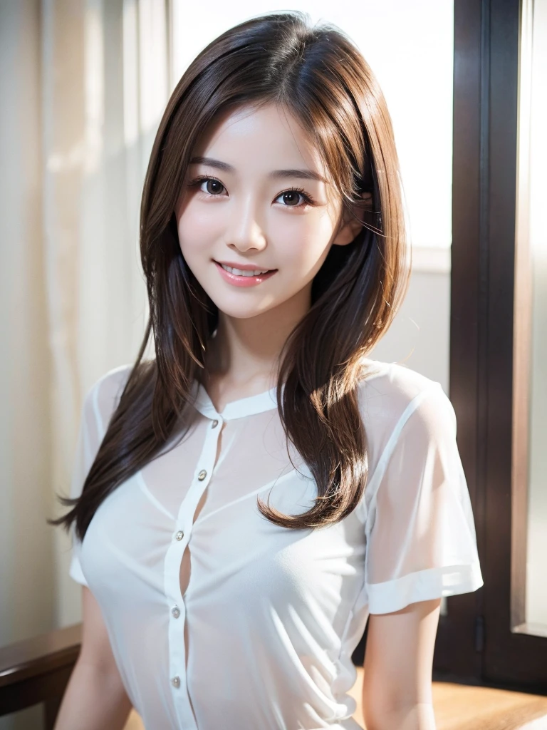 (((white room:1.3, indoor, Photographed from the front))), ((long hair:1.3,Maid clothes,Smile,japanese woman,cute)), (clean, natural makeup), (highest quality, masterpiece:1.3, 超High resolution), (Super detailed, caustics), (realistic:1.4, RAW shooting), very detailed, High resolution, 16K resolution