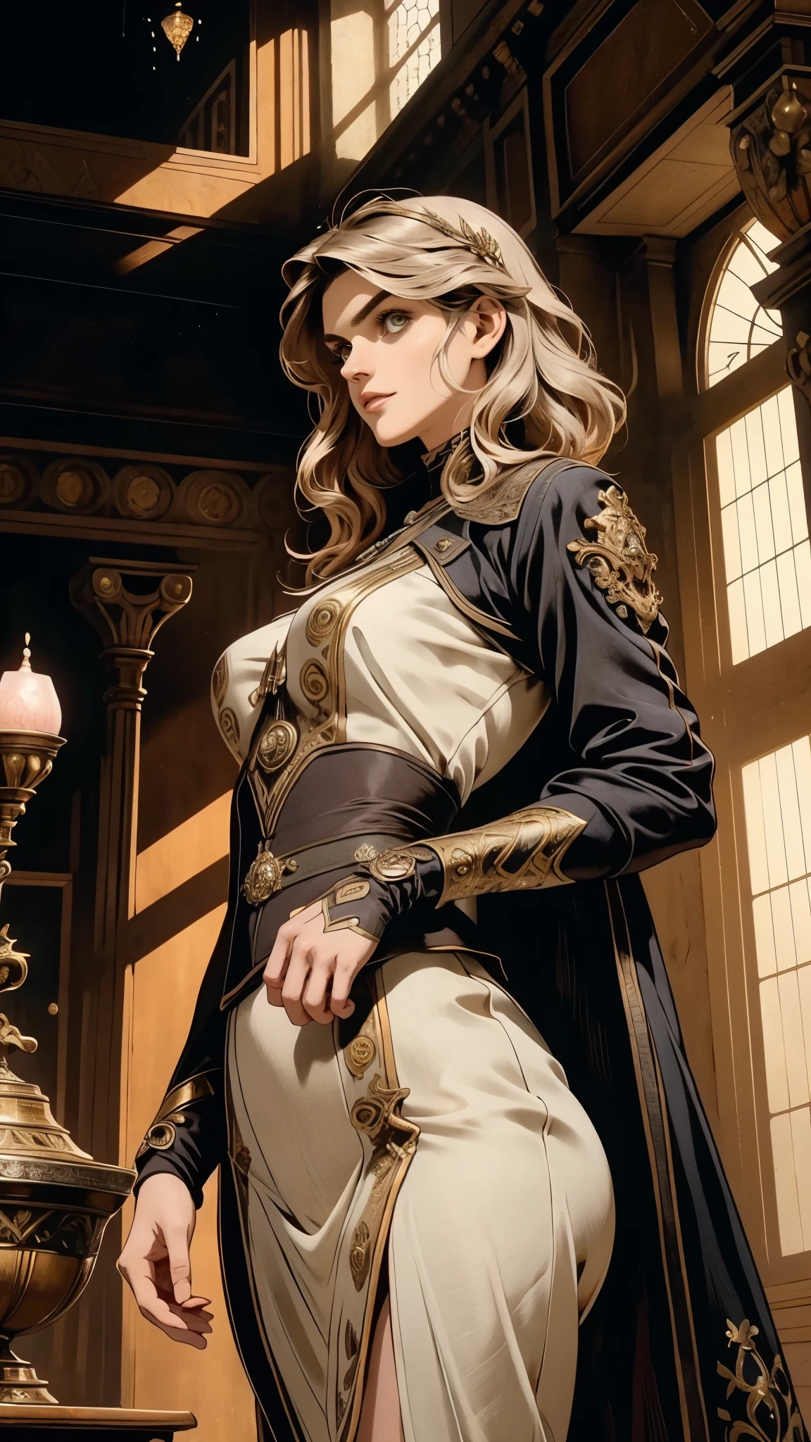 (masterpiece:1.2, best quality:1.2, extremely delicate:1.2), ((Alexandra Daddario:1.2)), a girl with short gray hair, bright eyes, a cheerful smile, a joyful expression, a slender figure, a two-piece fantasy-realistic style jacket, short skirt that matching the outfit, she happily leaps in front of a fantasy-style ancient ritual building, bright and soft color, this character embodies a finely crafted fantasy-realistic style girl in anime style, exquisite and mature manga art style, exquisite photography, Photo realism, photorealistic, perfect skin, even and soft lighting on face, dramatic, high definition, highres, ultra-detailed, ultra-fine painting, professional, perfect body proportions, golden ratio, anatomically correct, symmetrical face, extremely detailed eyes and face, high quality eyes, creativity, RAW photo, UHD, 32k, portrait lighting, Natural light, cinematic lighting, (masterpiece-anatomy-perfect:1.2)