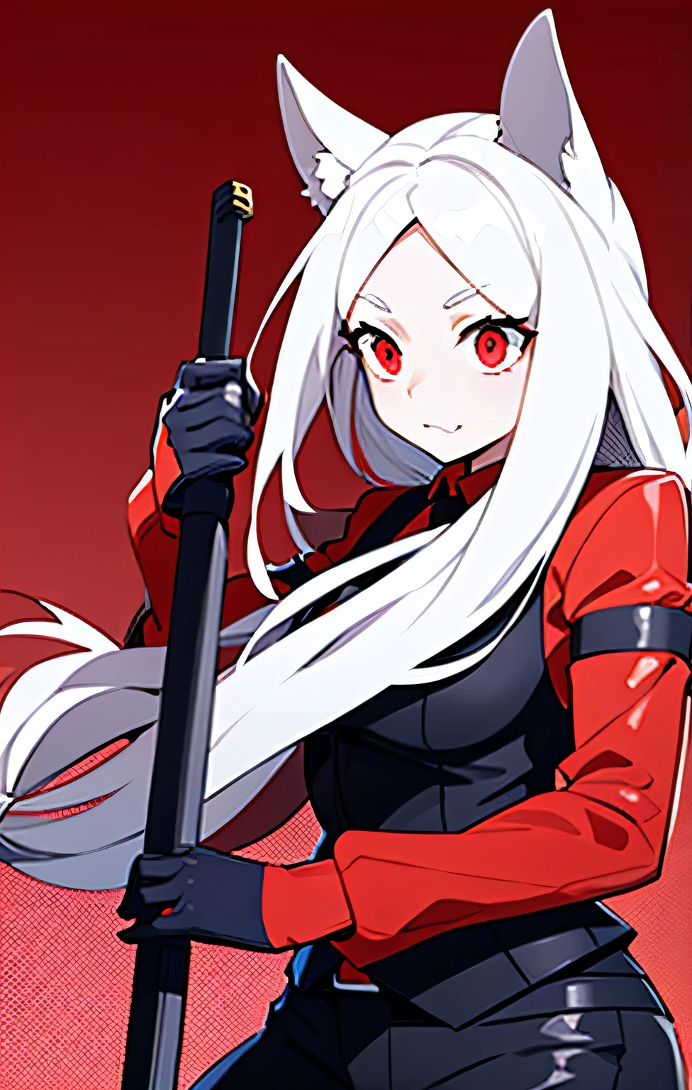 score_9, score_8_up, score_7_up, score_6_up, score_5_up, score_4_up, BREAK, source_cartoon, source_anime, solo girl, cerberus \(helltaker\), red hair, holding a sword, long hair, red eyes, dog ears, red shirt, red gloves, red necktie, black pants, red vest, with a sword, necktiescore_9, score_8_up, score_7_up, score_6_up, score_5_up, score_4_up, BREAK, battle pose, source_cartoon, source_anime, solo girl, cerberus \(helltaker\), red hair, long hair, red eyes, dog ears, red shirt, red gloves, red necktie, black pants, red vest, necktie
