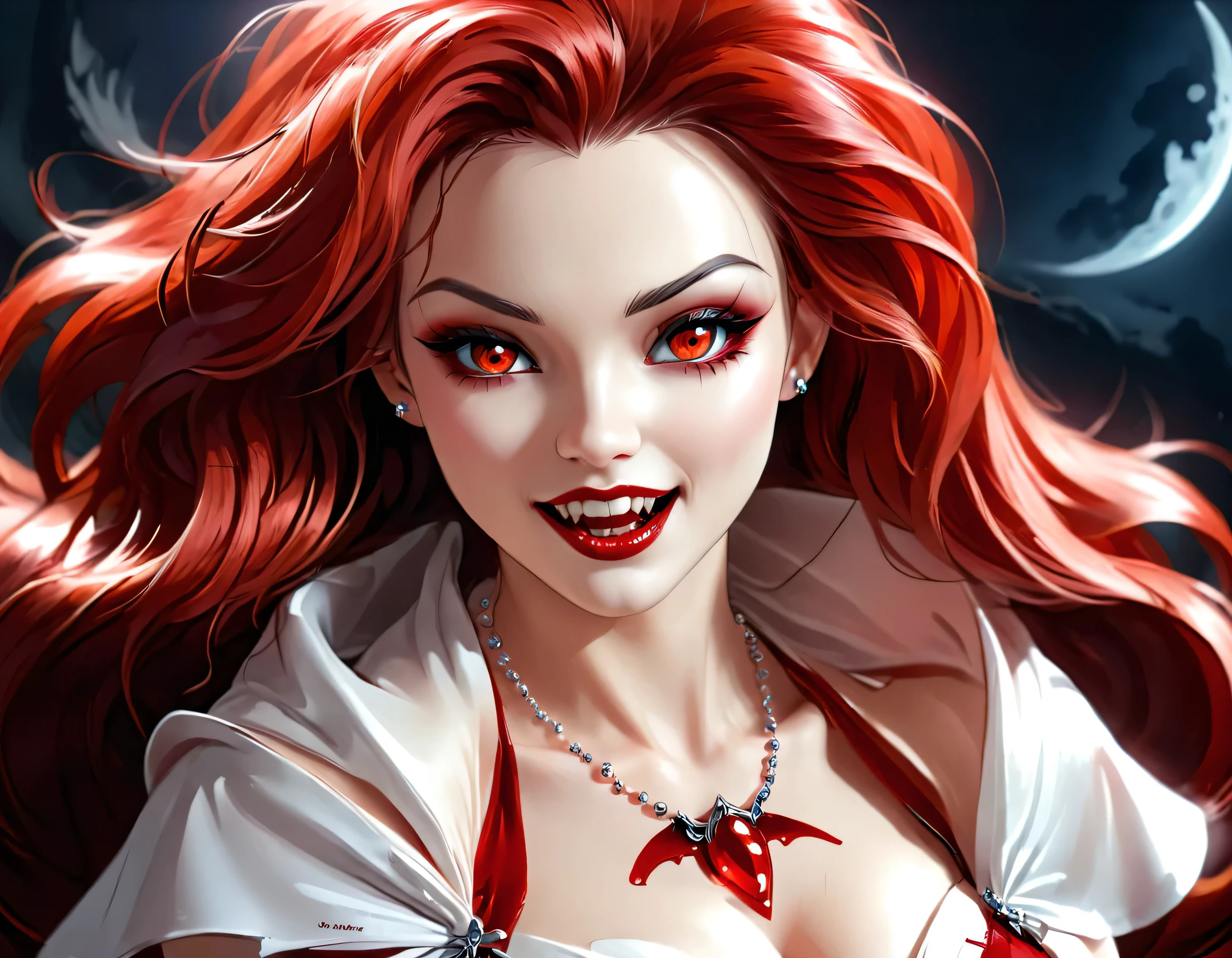 Lillith, long red curly hair, pale skin, lips, red eyes, makeup, tongue,
close up, fangs, open mouth, uvula, blood on face, vampire,
head wings, bare shoulders,, nude,
nighttime, moonlight, blood fountain,
standing, upper body, solo,
(insanely detailed, beautiful detailed face, masterpiece, best quality) <lora:Lillith-10v3:0.7> <lora:Bigmouthv2:0.7>