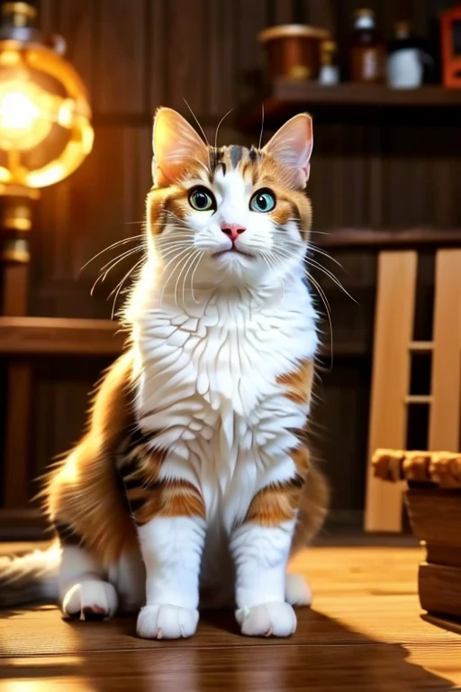 ((Anatomically correct depiction、masterpiece、Best Quality、8k))、Cinematic lighting、((Realistic:1.2))、((Detailed Description))、((Unmistakable details))、Cute calico kitten