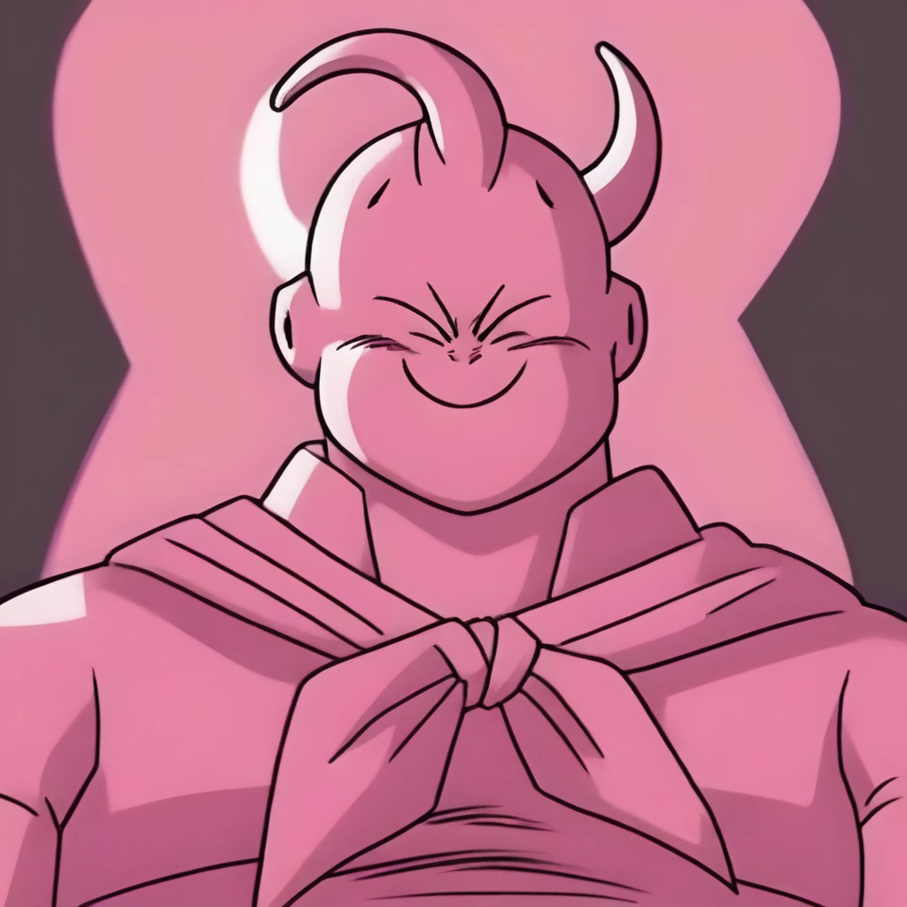 “A small, yet terrifying humanoid character with pink skin and a smooth, cone-shaped head, inspired by Kid Buu from Dragon Ball Z. The character has dark, narrow eyes and an expression of pure malice, with a devilish grin. His body, although smaller, is highly muscular and defined, exuding raw power and unpredictability. The character is in a dynamic, aggressive pose, ready to unleash destructive energy with one hand raised. The pink tones of his skin are contrasted with dramatic lighting, creating an ominous atmosphere. Anime style, cel-shaded, sharp details, intense colors, and dark shadows. poakl, More Detail.”