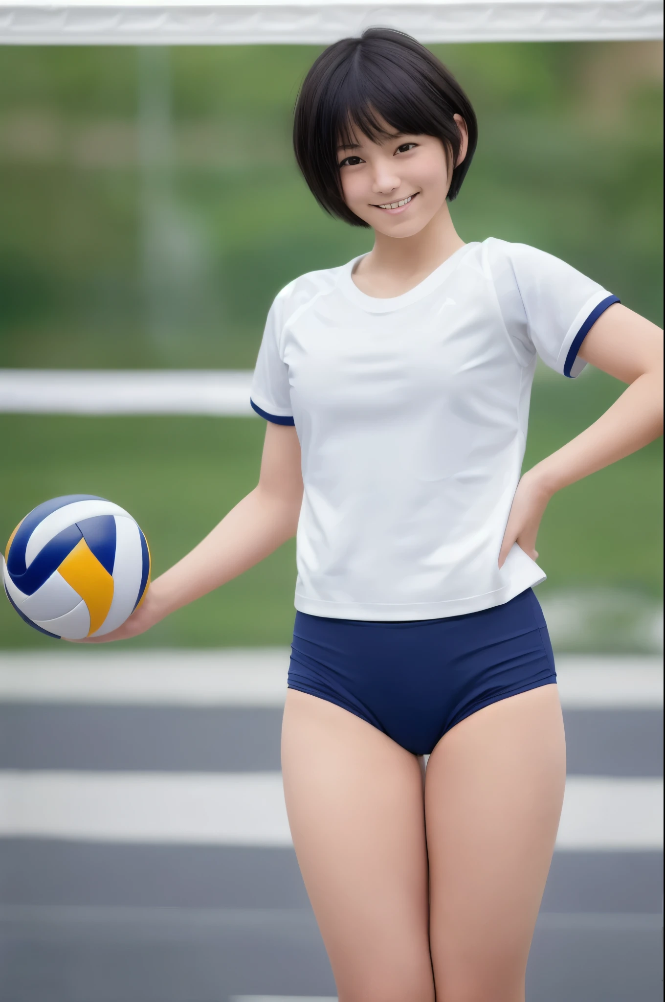 Hasselblad Camera, RAW Photography, (Real: 1.2), 1girl, (Beautiful and Attractive: 1.4), Ponytail Twist, White Sports Bust, White Sports Shorts, White Sneakers, Detailed Face, Beautiful Eyes, (Perfect Body: 1.2), Wet Shirt, Wet Body, (Details: 1.2), 8k Ultra HD, (Rugby: 1.5)