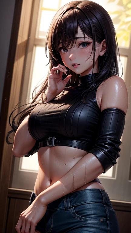 masterpiece, best quality, best lighting, shadows, portrait, perfect anatomy, bitchy, 1 girl, adult anime girl, 21 years old, bunny girl, bunny uniform, allure, erotic, mature features, pretty face, pretty lips, pretty eyes, black short hair, red eyes, seductive eyes, blushing, flirty, pretty smile, huge ass, breast, thighs, seductive, spicy, hot, flirty, nsfw,