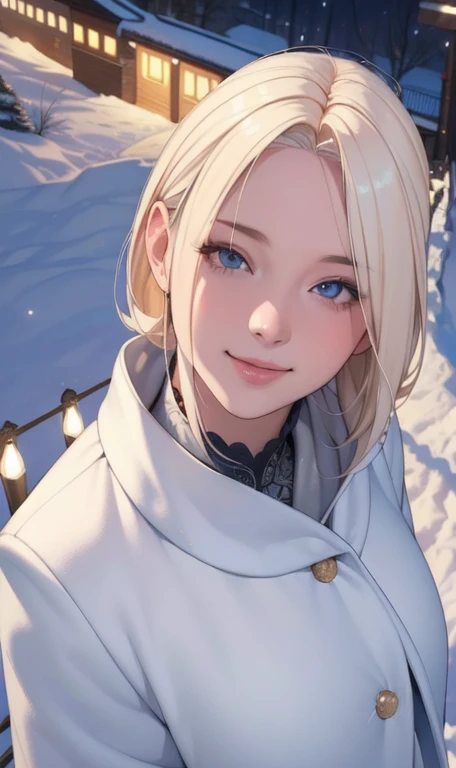 (masterpiece), (Highest quality), One girl, (Perfect Face:1.2), (Beautiful Face:1.2), Platinum Blonde Hair, (From above, Upper Body:1.3), Happy, A light smile, View your viewers, Pause,
winter coat, Outdoor, winter, snow, at night, Complex, Depth of written boundary, Cinema Lighting,