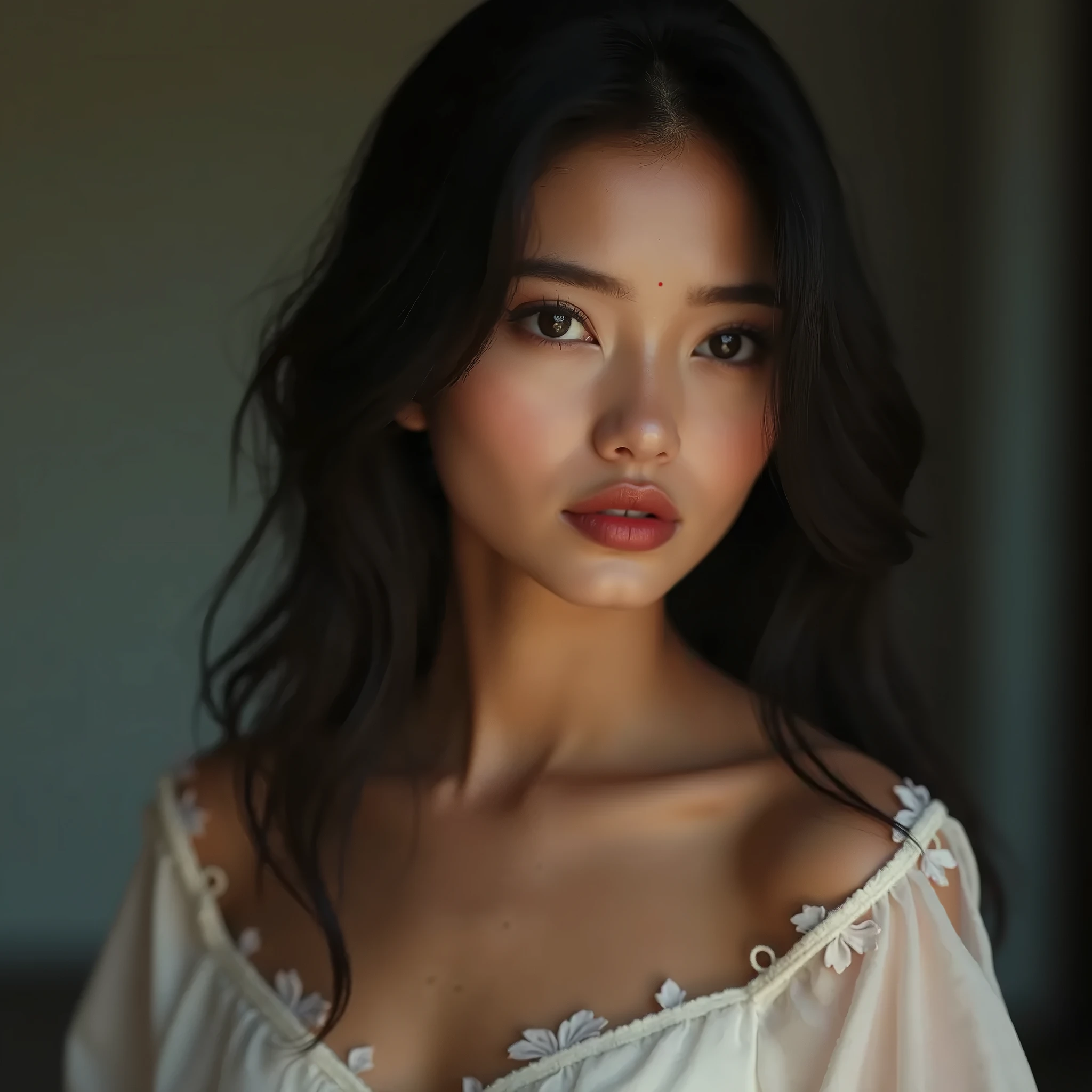 Arafed asian woman in a white dress posing for a picture - SeaArt AI