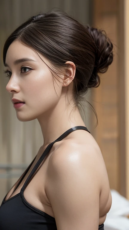(masterpiece), (highest quality), (Super detailed),(photograph), (woman),upper arm,Are fat,Angle of view from the side,pubic hair beauty,fat attraction,Before surgery,upper armや肩に焦点を当てる,upper arm太い,Shoulders are sticking out,Blafat stands out,Asian,Beautiful skin,Fair skin,Upper body,Bust is hiding