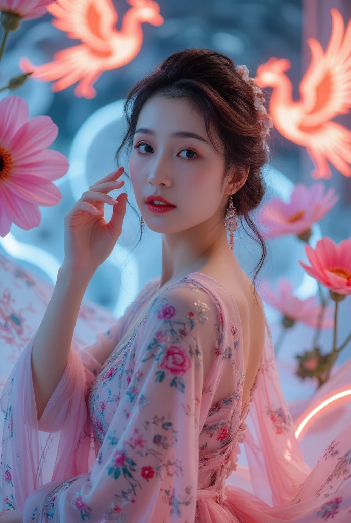 masterpiece, high quality, Best quality, neon官方艺术, Beautiful and elegant:1.2), Beautiful Chinese woman egret(1 girl:1.3), Extremely detailed,(Fractal Art:1.1 个neon ),(Colorful:1.1 个neon)(Flowers:1.3.neon ),Highest detail,(原来是neon:1.2), (Dynamic poses), (背景上的抽象neon:1.3), (Radiant), (Multicolor:1.4.neon )Full HD, ,(earrings), (feature:1.5) , (Genital organs:1),霓虹红背景上的neon ,Phoenix neon,neon,Full HD