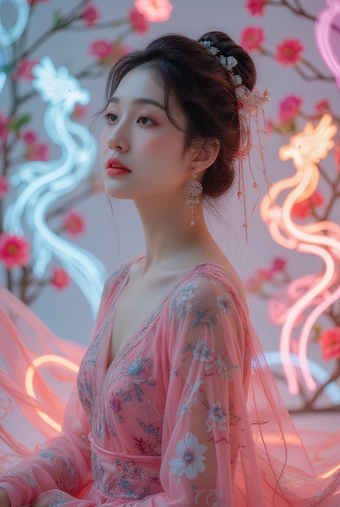 masterpiece, high quality, Best quality, neon官方艺术, Beautiful and elegant:1.2), Beautiful Chinese woman egret(1 girl:1.3), Extremely detailed,(Fractal Art:1.1 个neon ),(Colorful:1.1 个neon)(Flowers:1.3.neon ),Highest detail,(原来是neon:1.2), (Dynamic poses), (背景上的抽象neon:1.3), (Radiant), (Multicolor:1.4.neon )Full HD, ,(earrings), (feature:1.5) , (Genital organs:1),霓虹红背景上的neon ,Phoenix neon,neon,Full HD