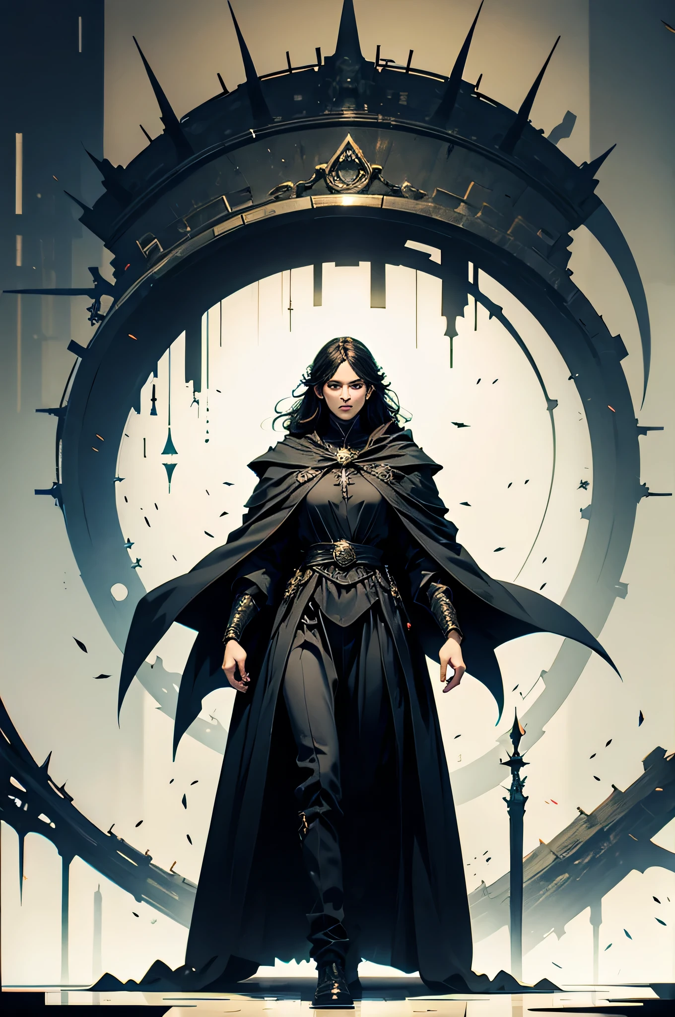 a wizard in black clothes,full body,